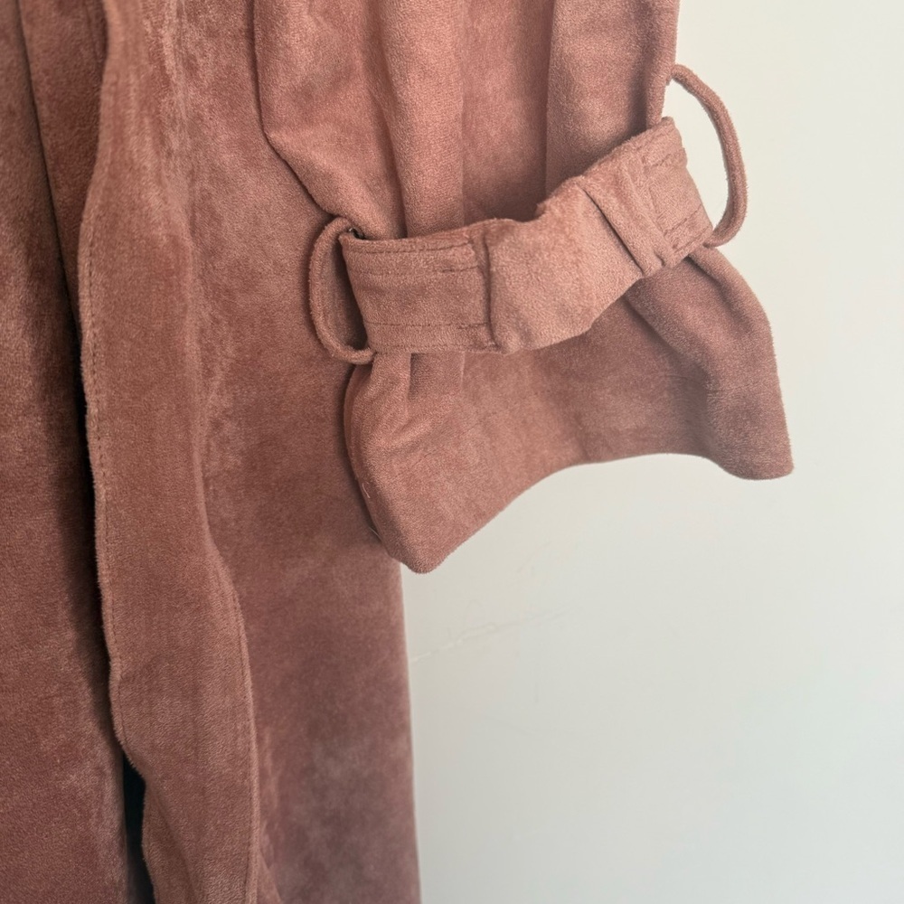 OAT New York Blush faux suede trench coat New With Tags Size: Small - Picture 4 of 7